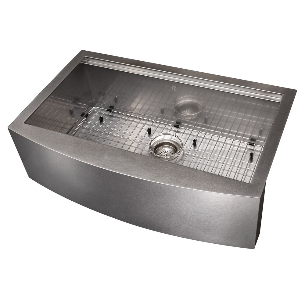 ZLINE Moritz 33" DuraSnow Stainless Steel Farmhouse Single Bowl Sink With Accessories