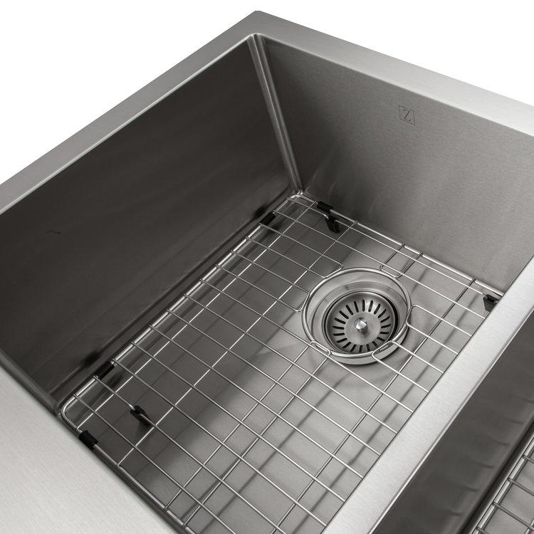 ZLINE Niseko 36" DuraSnow Stainless Steel Farmhouse Apron Mount Double Bowl Sink