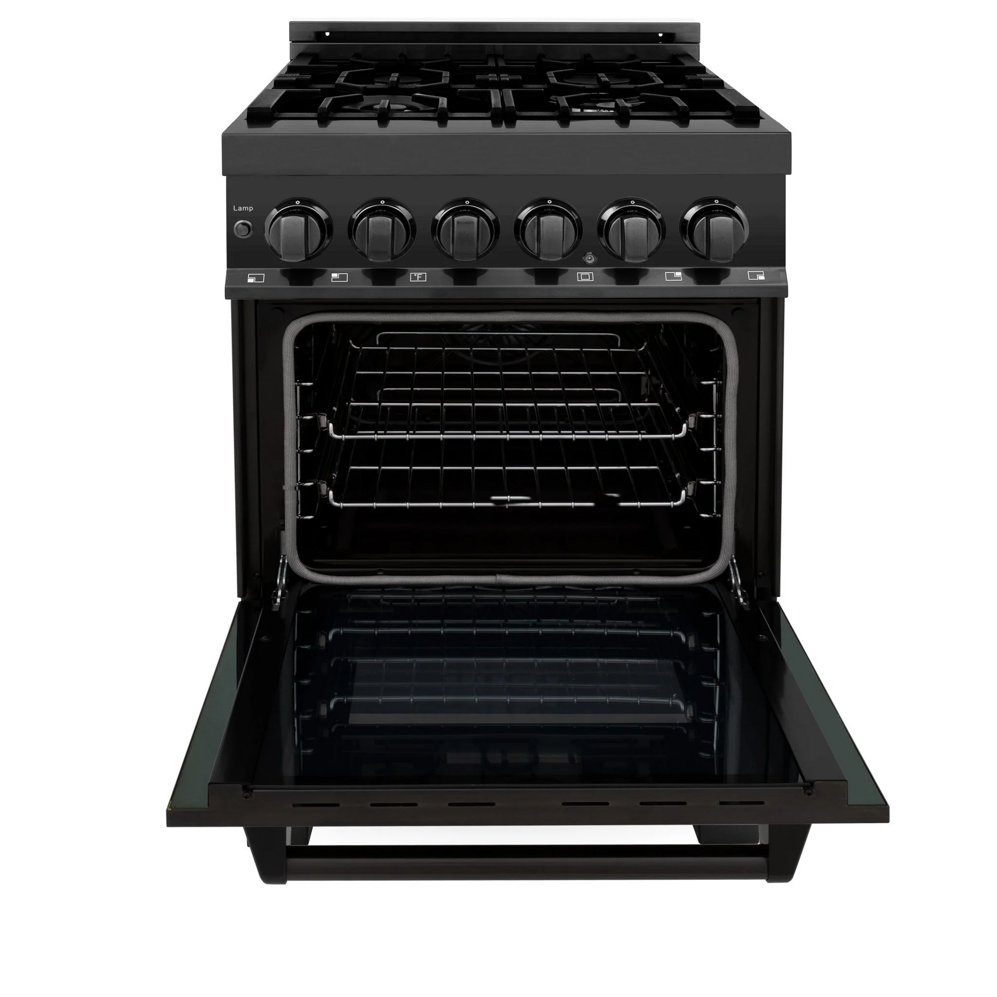 ZLINE Professional 24" Black Stainless Steel 4.6 cu.ft. 4 Gas Burner Electric Oven Range