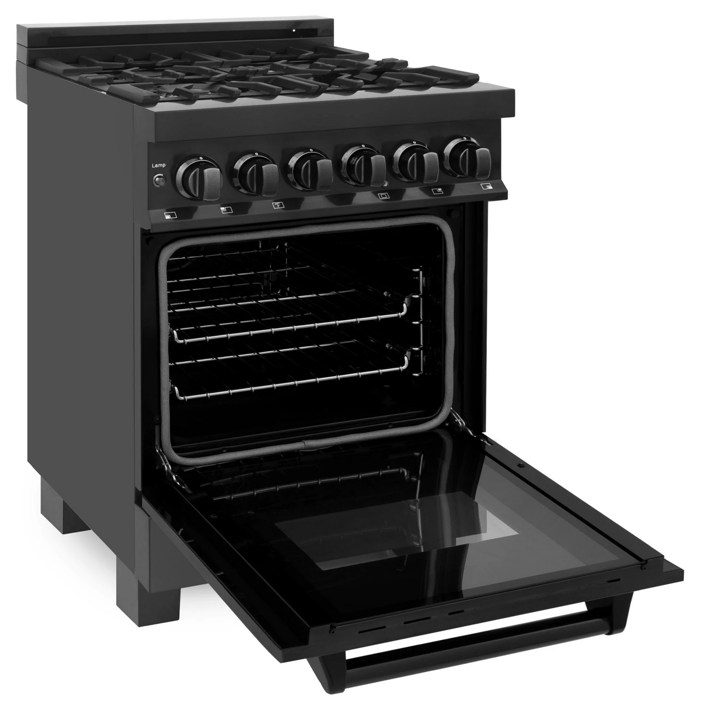 ZLINE Professional 24" Black Stainless Steel 4.6 cu.ft. 4 Gas Burner Electric Oven Range