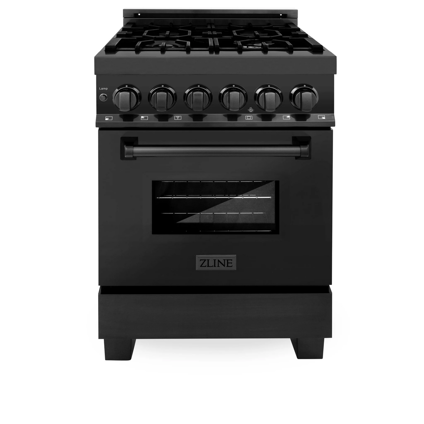 ZLINE Professional 24" Black Stainless Steel 4.6 cu.ft. 4 Gas Burner Electric Oven Range