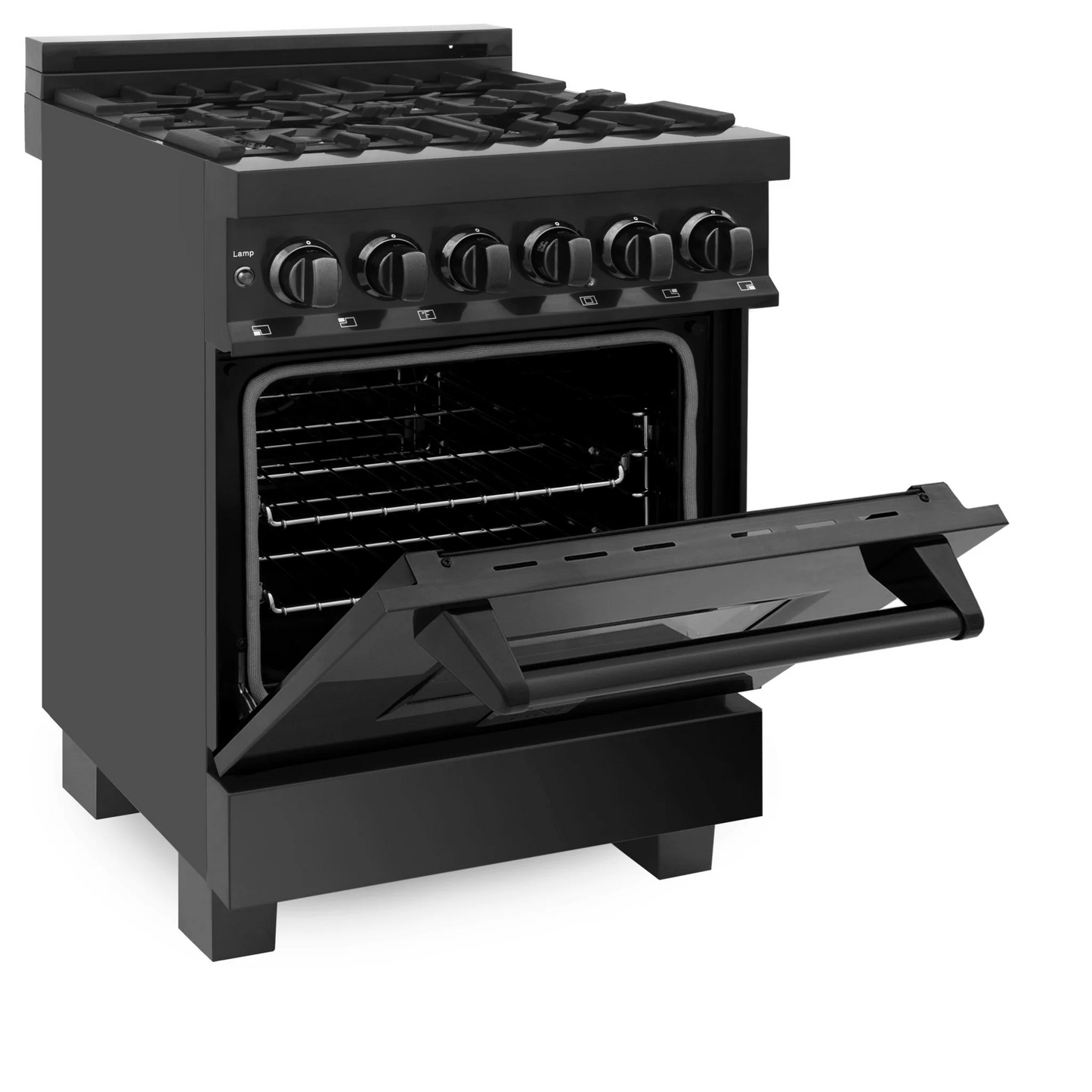 ZLINE Professional 24" Black Stainless Steel 4.6 cu.ft. 4 Gas Burner Electric Oven Range