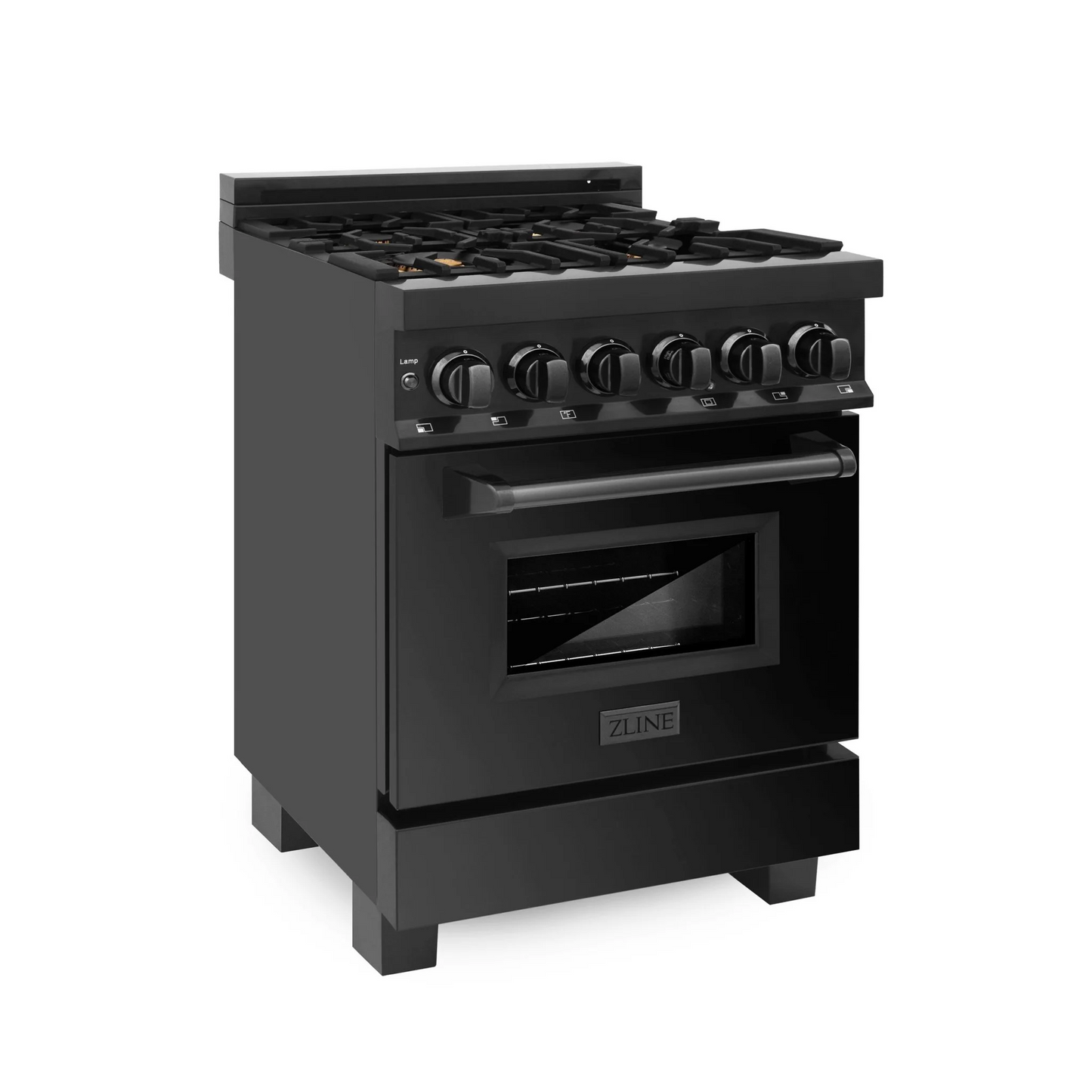 ZLINE Professional 24" Black Stainless Steel 4.6 cu.ft. 4 Gas Burner Electric Oven Range