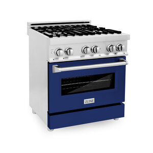 ZLINE Professional 30" Blue Gloss Door 4 Burner Dual Fuel Range With 4.0 cu. ft. Electric Oven