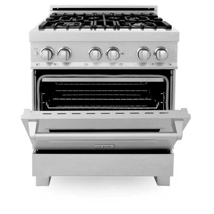 ZLINE Professional 30" DuraSnow Stainless 4 Burner Dual Fuel Range With 4 cu.ft. Electric Oven