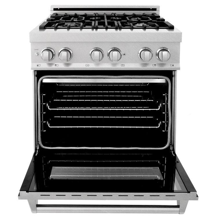 ZLINE Professional 30" DuraSnow Stainless 4 Burner Dual Fuel Range With 4 cu.ft. Electric Oven