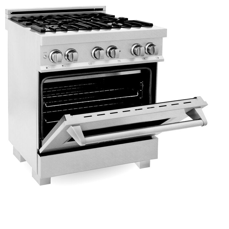 ZLINE Professional 30" DuraSnow Stainless 4 Burner Dual Fuel Range With 4 cu.ft. Electric Oven