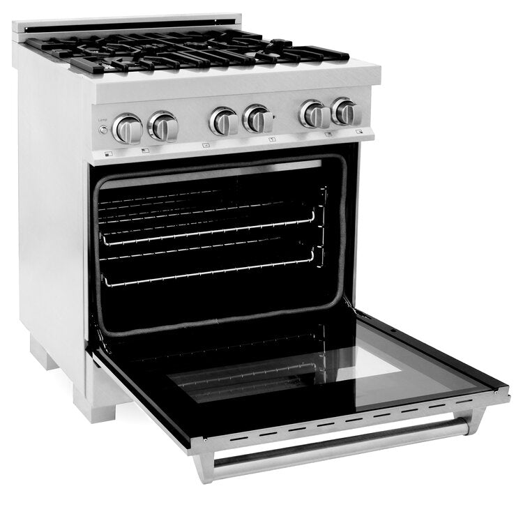 ZLINE Professional 30" DuraSnow Stainless 4 Burner Dual Fuel Range With 4 cu.ft. Electric Oven