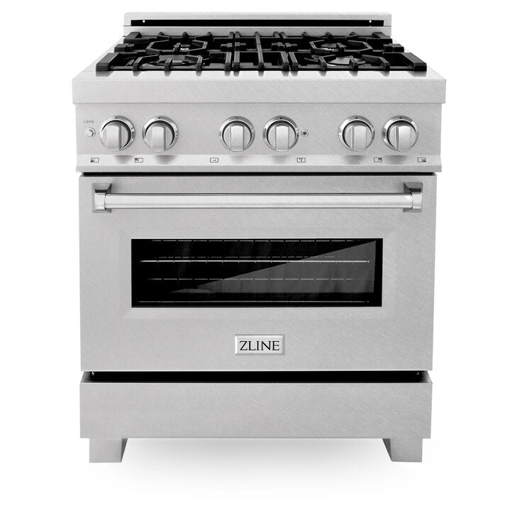 ZLINE Professional 30" DuraSnow Stainless 4 Burner Dual Fuel Range With 4 cu.ft. Electric Oven