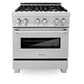 ZLINE Professional 30" DuraSnow Stainless Steel 4 Burner Dual Fuel Range With Red Matte Door and 4 cu.ft. Electric Oven