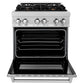 ZLINE Professional 30" DuraSnow Stainless Steel Dual Fuel Range With 4 Brass Burners 4.0 cu. ft. Electric Oven