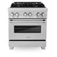 ZLINE Professional 30" DuraSnow Stainless Steel Dual Fuel Range With 4 Brass Burners 4.0 cu. ft. Electric Oven