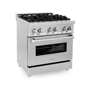 ZLINE Professional 30" Stainless Steel 4 Burner Dual Fuel Range With DuraSnow Finish Door and 4.0 cu. ft. Electric Oven