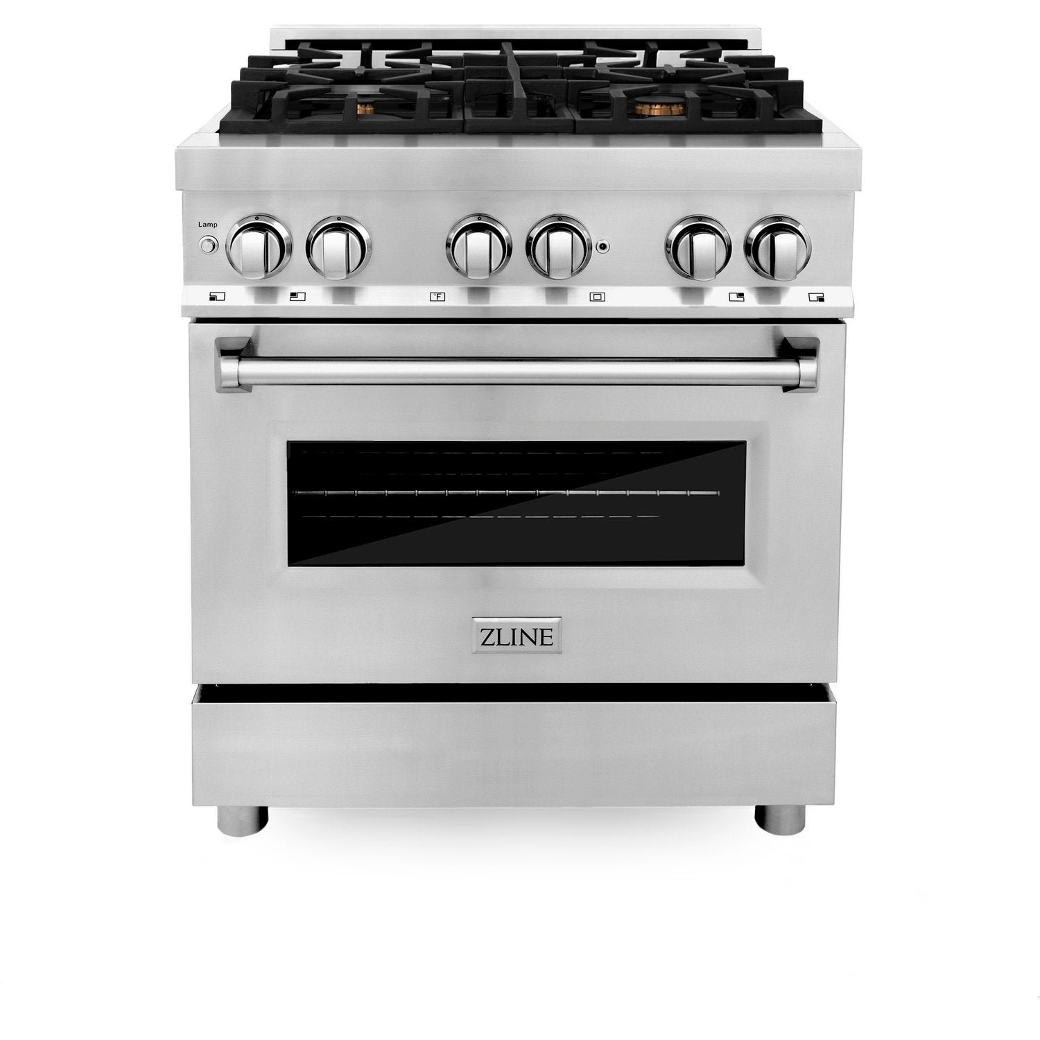 ZLINE Professional 30" Stainless Steel Dual Fuel Range With 4 Brass Burners and 4.0 cu. ft. Electric Oven