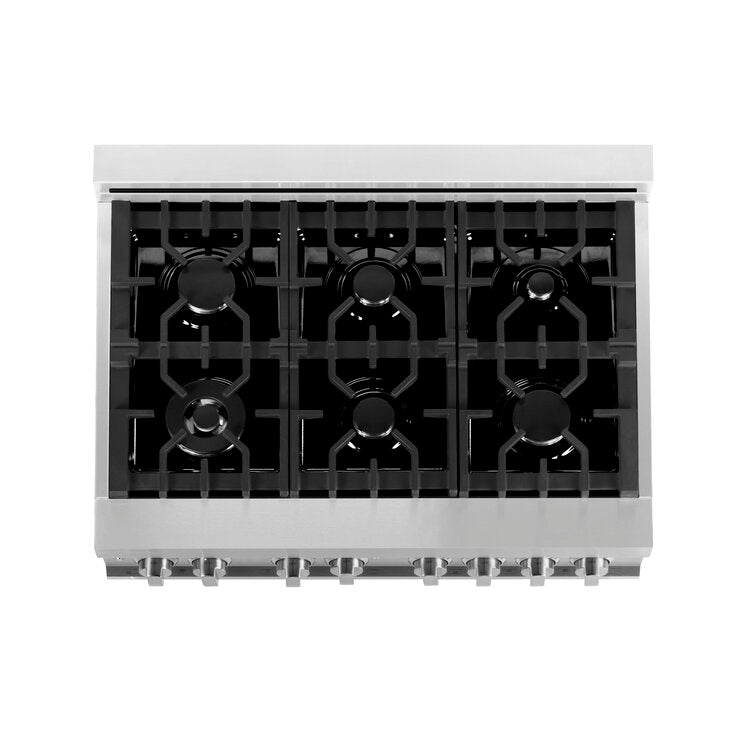 ZLINE Professional 36" 6 Burner Dual Fuel Range With Red Matte Door and 4.0 cu. ft. Electric Oven