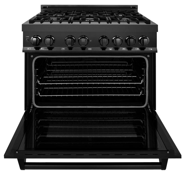 ZLINE Professional 36" Dual Fuel Black Stainless Steel 6 Burner Gas Range With 4.6 cu. ft. Electric Oven