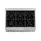 ZLINE Professional 36" DuraSnow Stainless Steel 6 Burner Dual Fuel Range With Black Matte Door and 4.6 cu.ft. Electric Oven