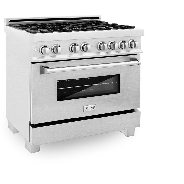 ZLINE Professional 36" DuraSnow Stainless Steel 6 Burner Dual Fuel Range With White Matte Door 4.6 cu.ft. Electric Oven