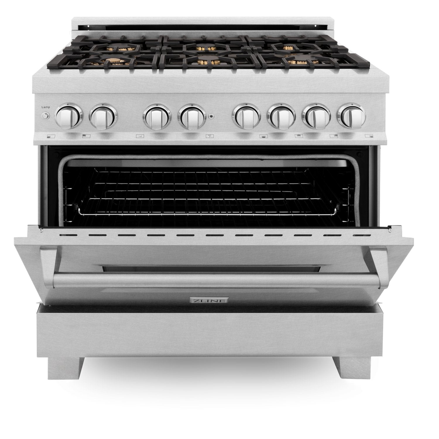 ZLINE Professional 36" DuraSnow Stainless Steel Dual Fuel Range With 6 Brass Burners and 4.6 cu. ft. Electric Oven