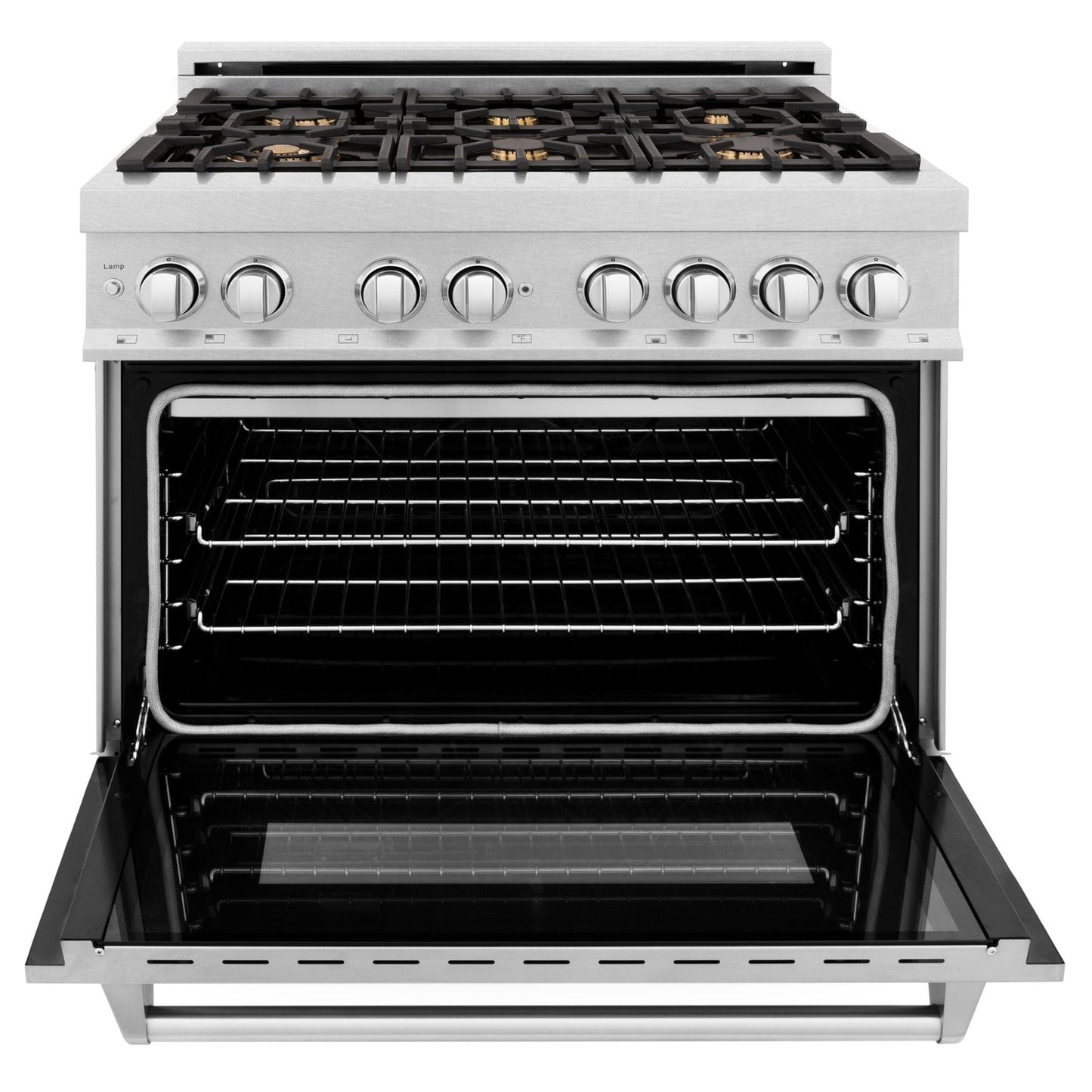 ZLINE Professional 36" DuraSnow Stainless Steel Dual Fuel Range With 6 Brass Burners and 4.6 cu. ft. Electric Oven