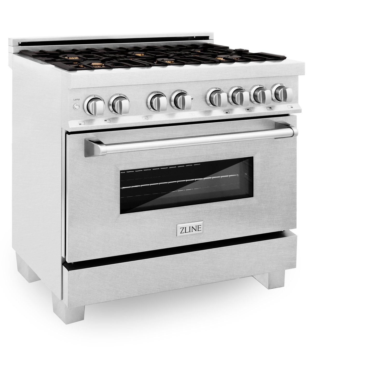 ZLINE Professional 36" DuraSnow Stainless Steel Dual Fuel Range With 6 Brass Burners and 4.6 cu. ft. Electric Oven