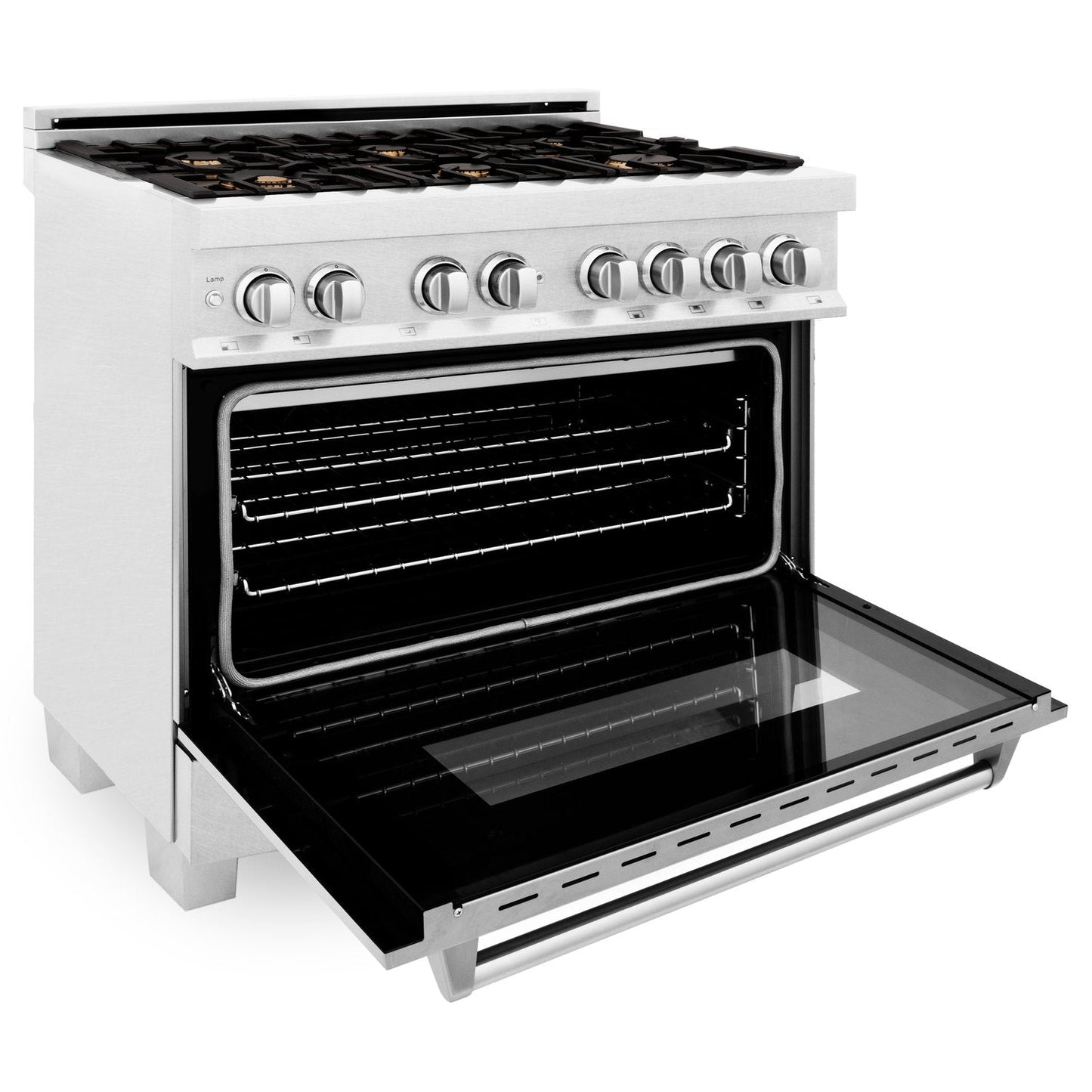 ZLINE Professional 36" DuraSnow Stainless Steel Dual Fuel Range With 6 Brass Burners and 4.6 cu. ft. Electric Oven