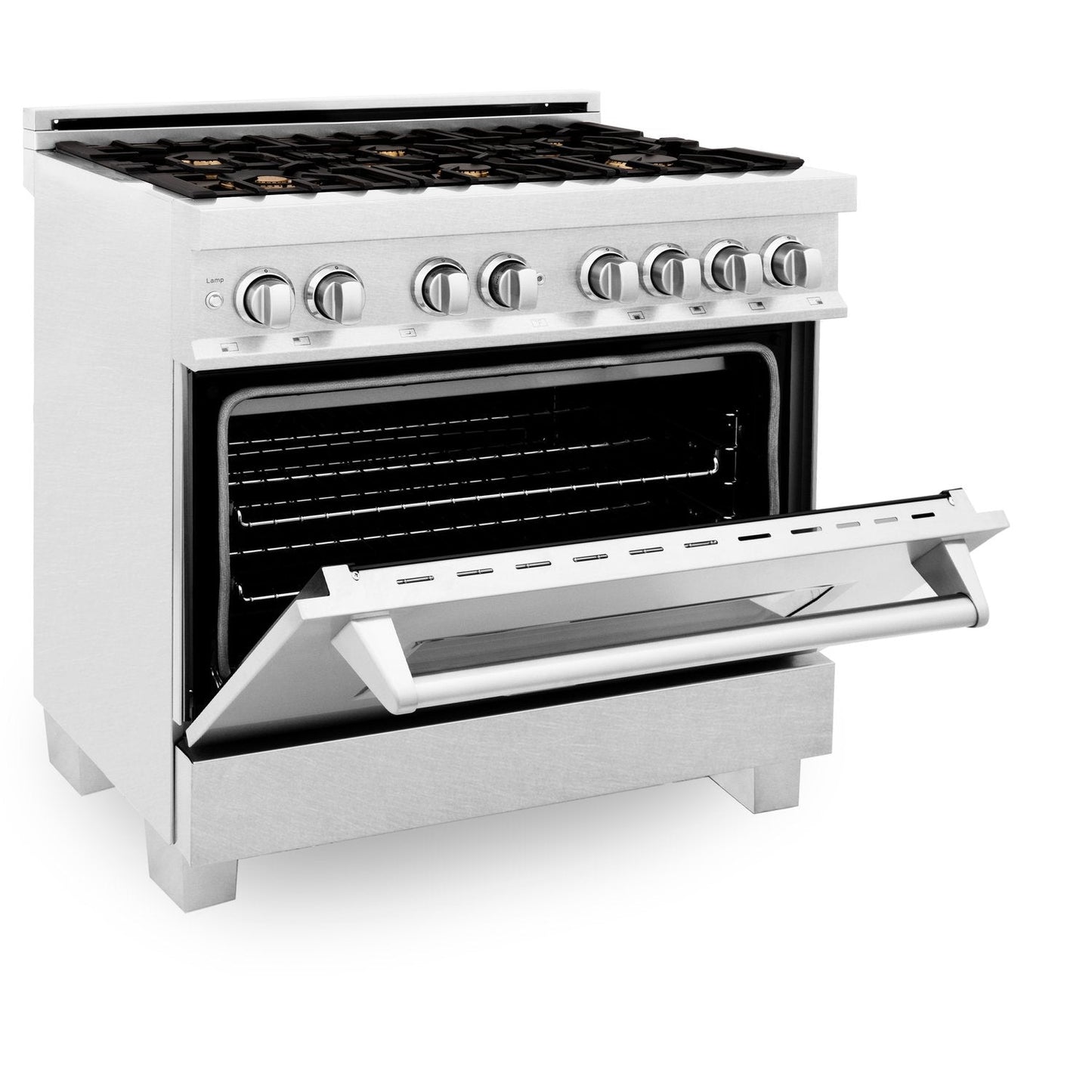 ZLINE Professional 36" DuraSnow Stainless Steel Dual Fuel Range With 6 Brass Burners and 4.6 cu. ft. Electric Oven