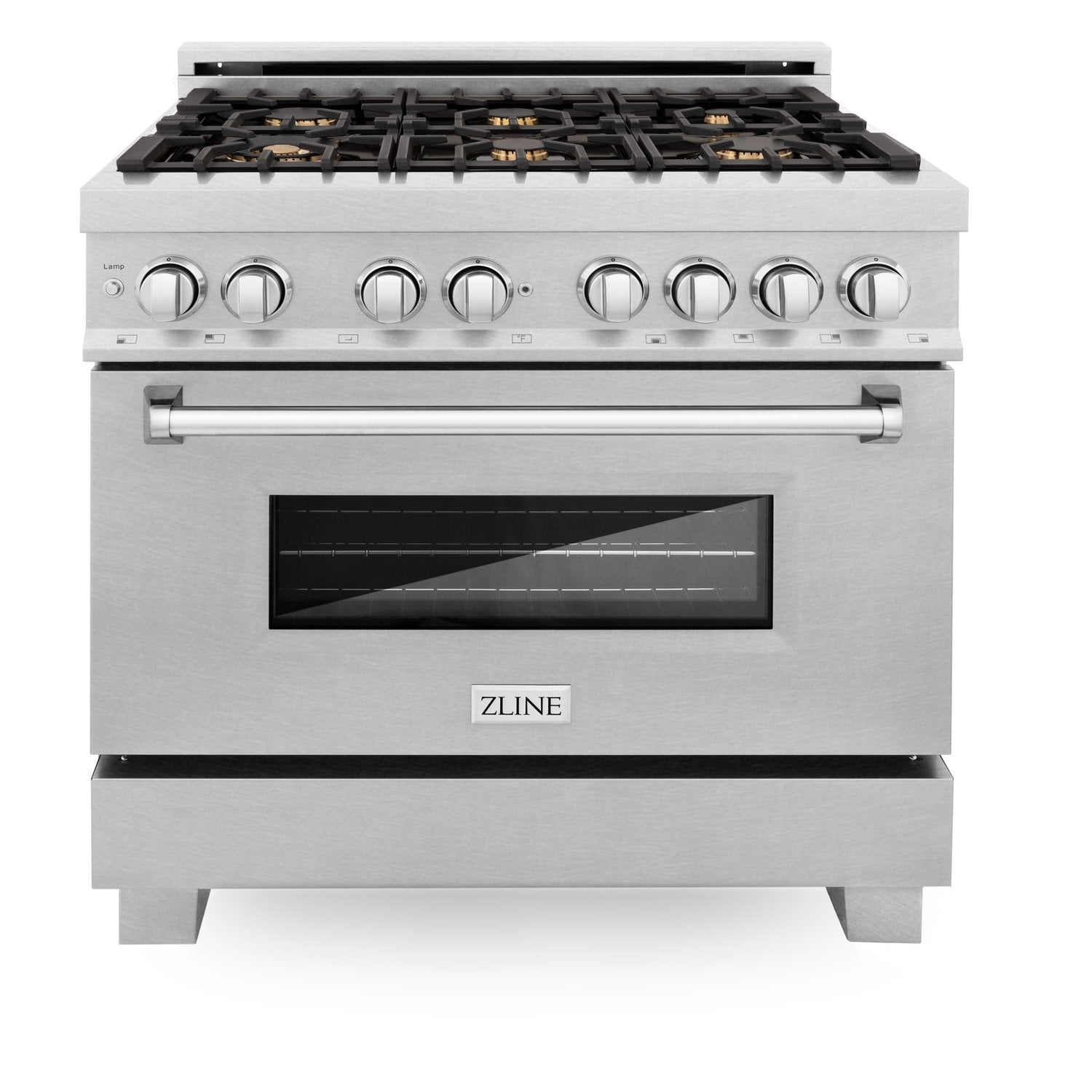 ZLINE Professional 36" DuraSnow Stainless Steel Dual Fuel Range With 6 Brass Burners and 4.6 cu. ft. Electric Oven