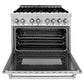 ZLINE Professional 36" Stainless Steel 6 Burner Dual Fuel Range With DuraSnow Finish Door and 4.0 cu. ft. Electric Oven