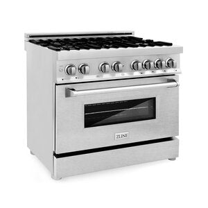 ZLINE Professional 36" Stainless Steel 6 Burner Dual Fuel Range With DuraSnow Finish Door and 4.0 cu. ft. Electric Oven