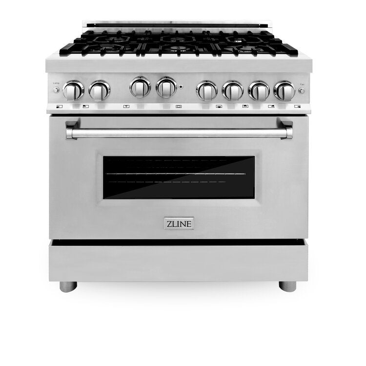 ZLINE Professional 36" Stainless Steel 6 Burner Gas Range with 4.6 cu. ft. Gas Oven