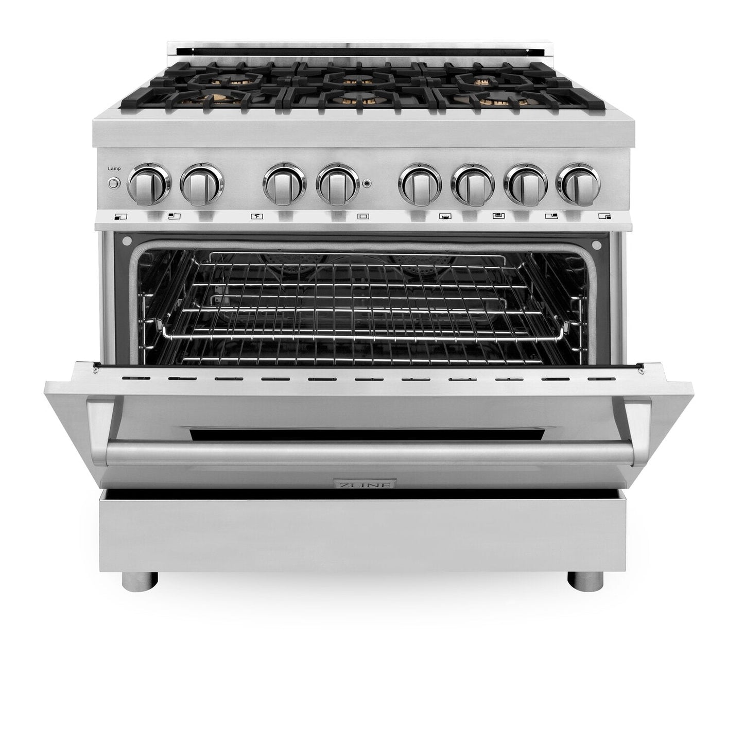 ZLINE Professional 36" Stainless Steel Dual Fuel Range With 6 Brass Burners and 4.6 cu. ft. Electric Oven