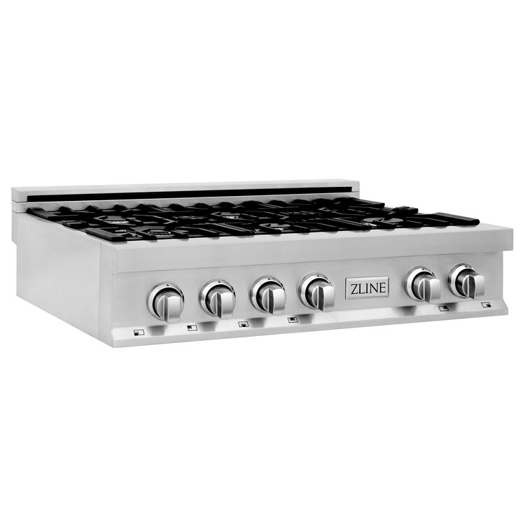 ZLINE Professional 36" Stainless Steel Porcelain Top 6 Burner Gas Rangetop