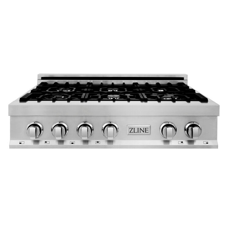 ZLINE Professional 36" Stainless Steel Porcelain Top 6 Burner Gas Rangetop