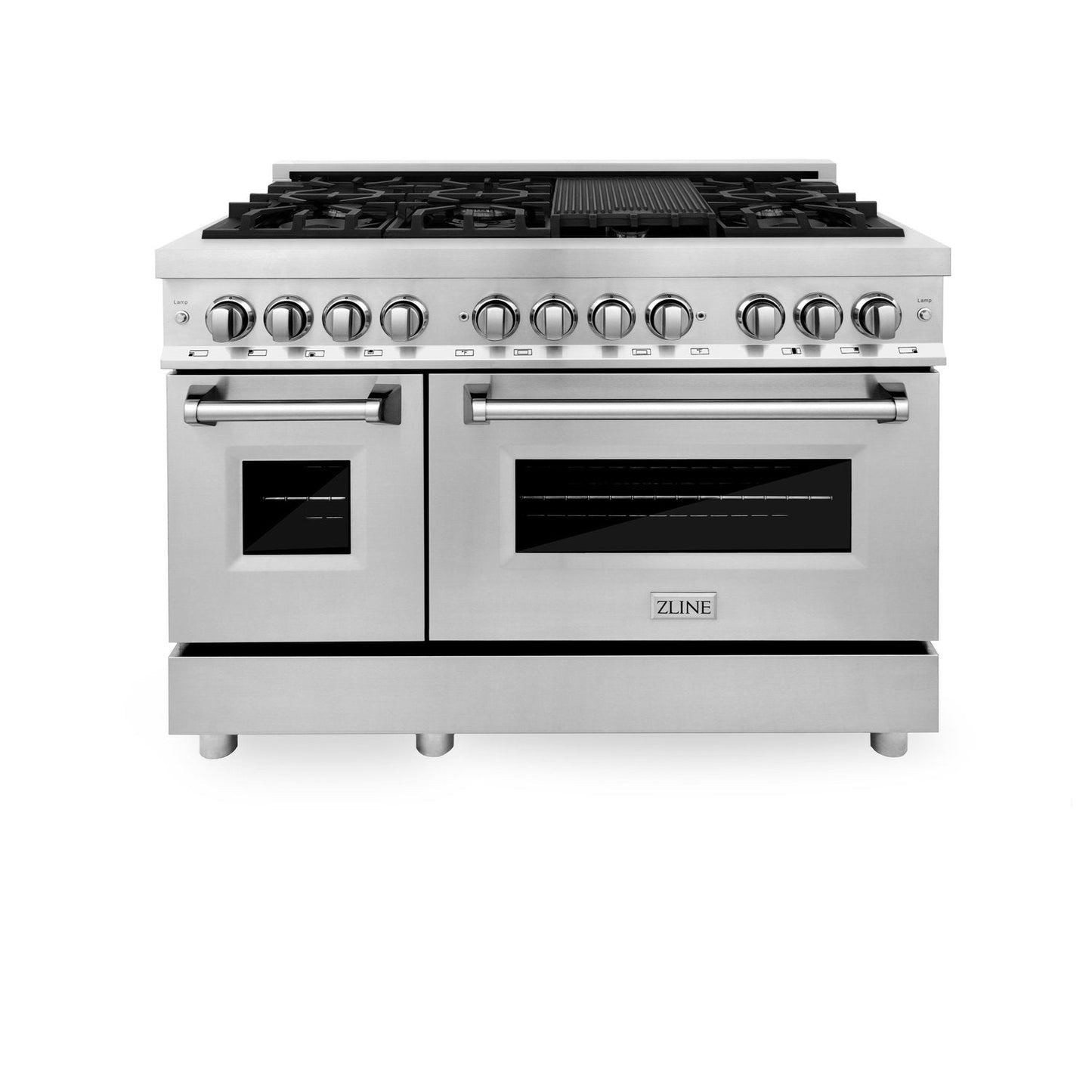 ZLINE Professional 48" 7 Burner Dual Fuel Range With Red Gloss Door and 6.0 cu. ft. Electric Oven