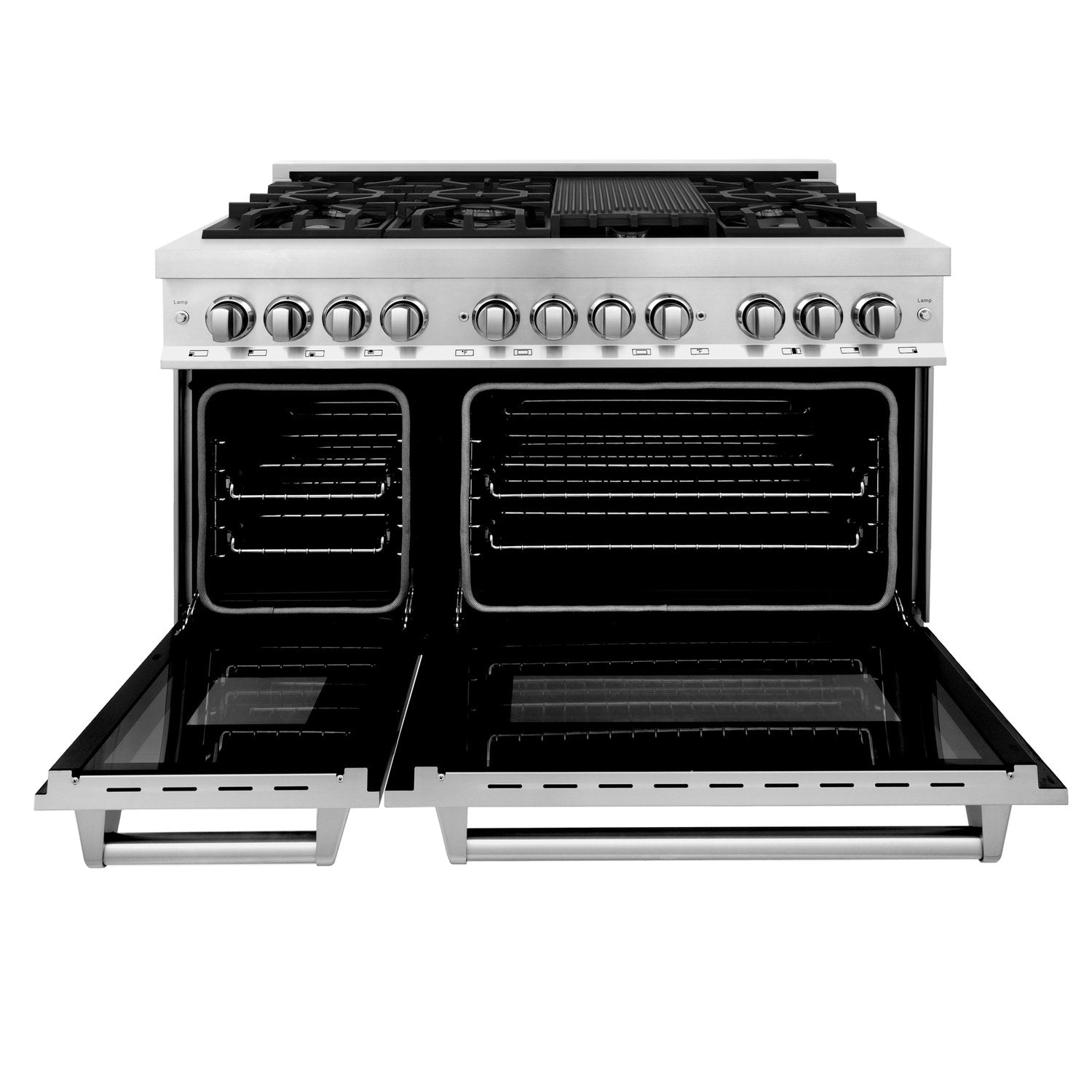 ZLINE Professional 48" 7 Burner Dual Fuel Range With Red Gloss Door and 6.0 cu. ft. Electric Oven