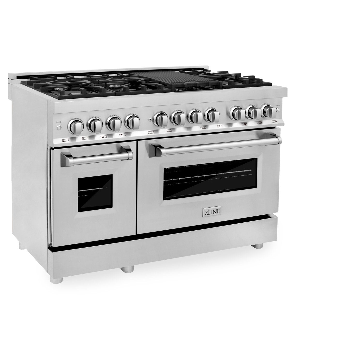 ZLINE Professional 48" 7 Burner Dual Fuel Range With Red Gloss Door and 6.0 cu. ft. Electric Oven