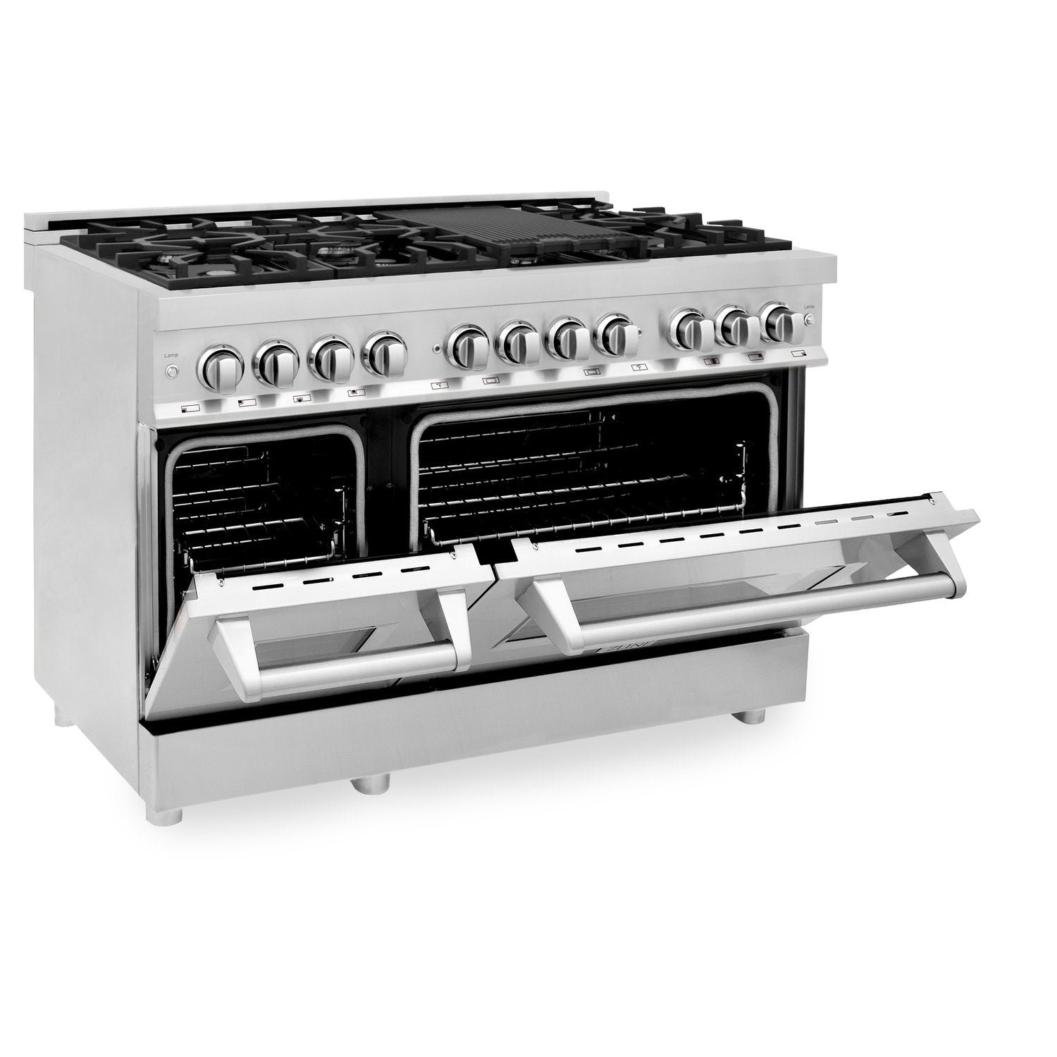 ZLINE Professional 48" 7 Burner Dual Fuel Range With Red Gloss Door and 6.0 cu. ft. Electric Oven