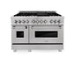 ZLINE Professional 48" DuraSnow Stainless 7 Burner Dual Fuel Range With 6 cu.ft. Electric Oven