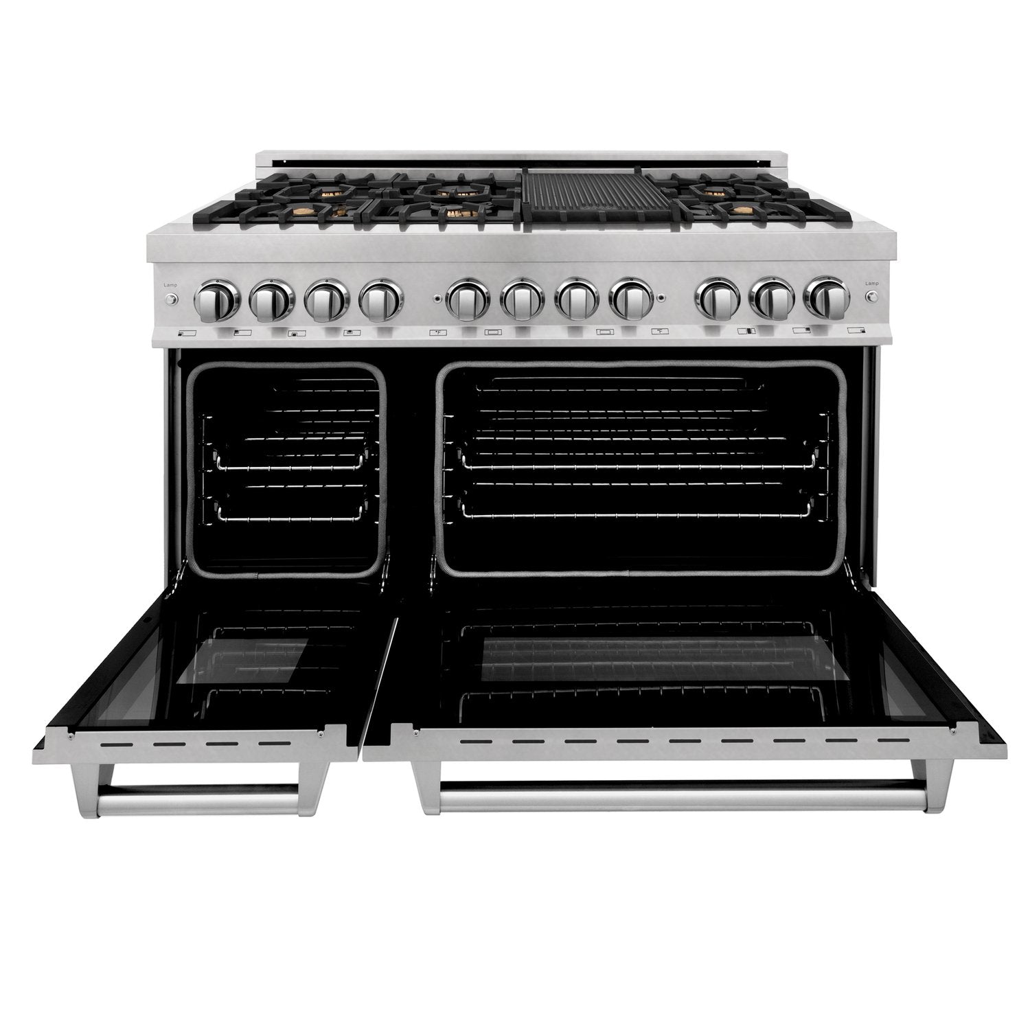 ZLINE Professional 48" DuraSnow Stainless Dual Fuel Range Steel With 7 Brass Burners and 6.0 cu. ft. Electric Oven