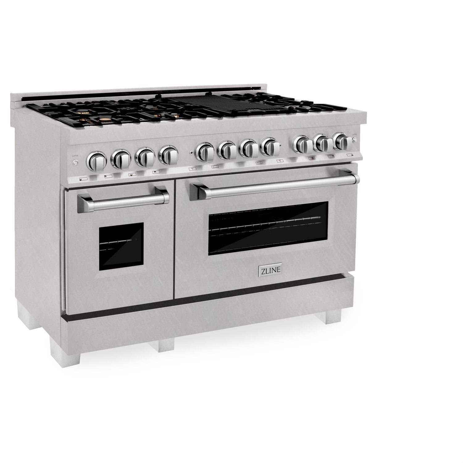 ZLINE Professional 48" DuraSnow Stainless Dual Fuel Range Steel With 7 Brass Burners and 6.0 cu. ft. Electric Oven