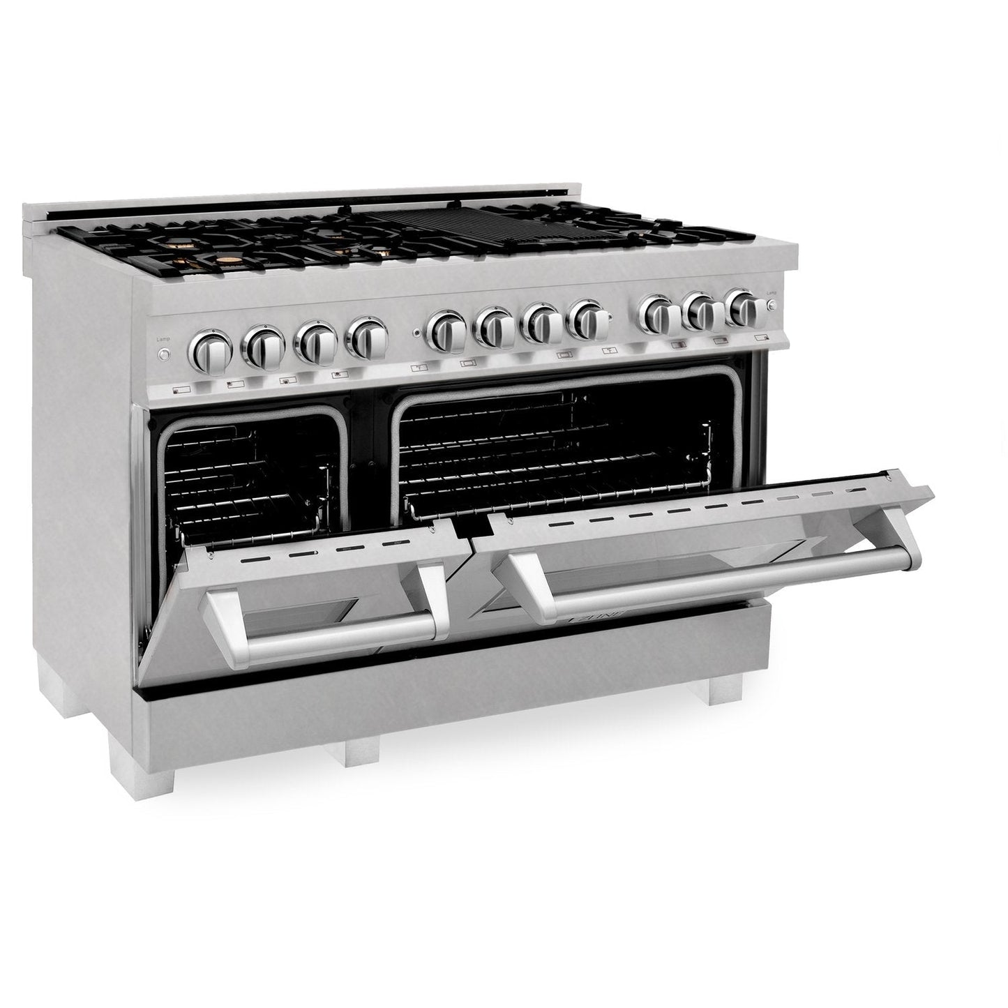 ZLINE Professional 48" DuraSnow Stainless Dual Fuel Range Steel With 7 Brass Burners and 6.0 cu. ft. Electric Oven