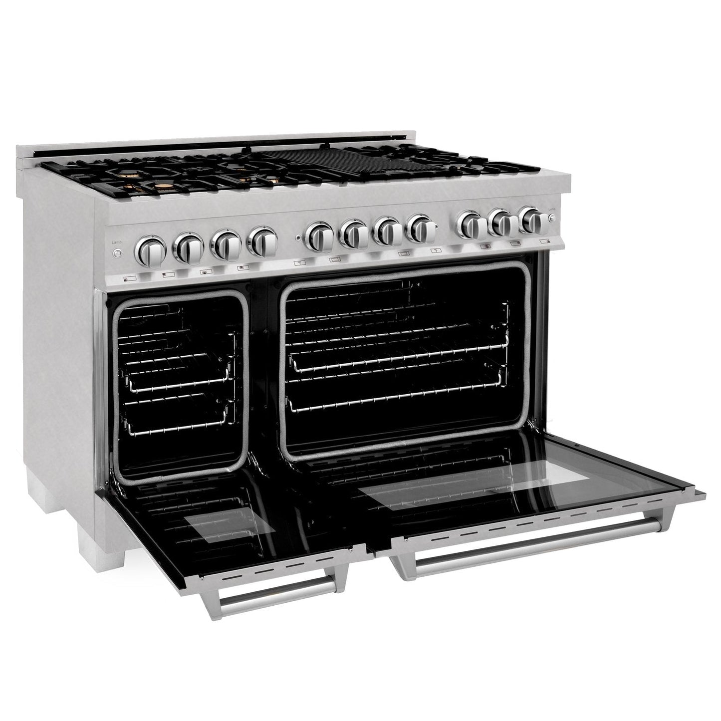 ZLINE Professional 48" DuraSnow Stainless Dual Fuel Range Steel With 7 Brass Burners and 6.0 cu. ft. Electric Oven