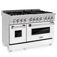ZLINE Professional 48" DuraSnow Stainless Steel 7 Burner Dual Fuel Range With White Matte Door and 6 cu.ft. Electric Oven