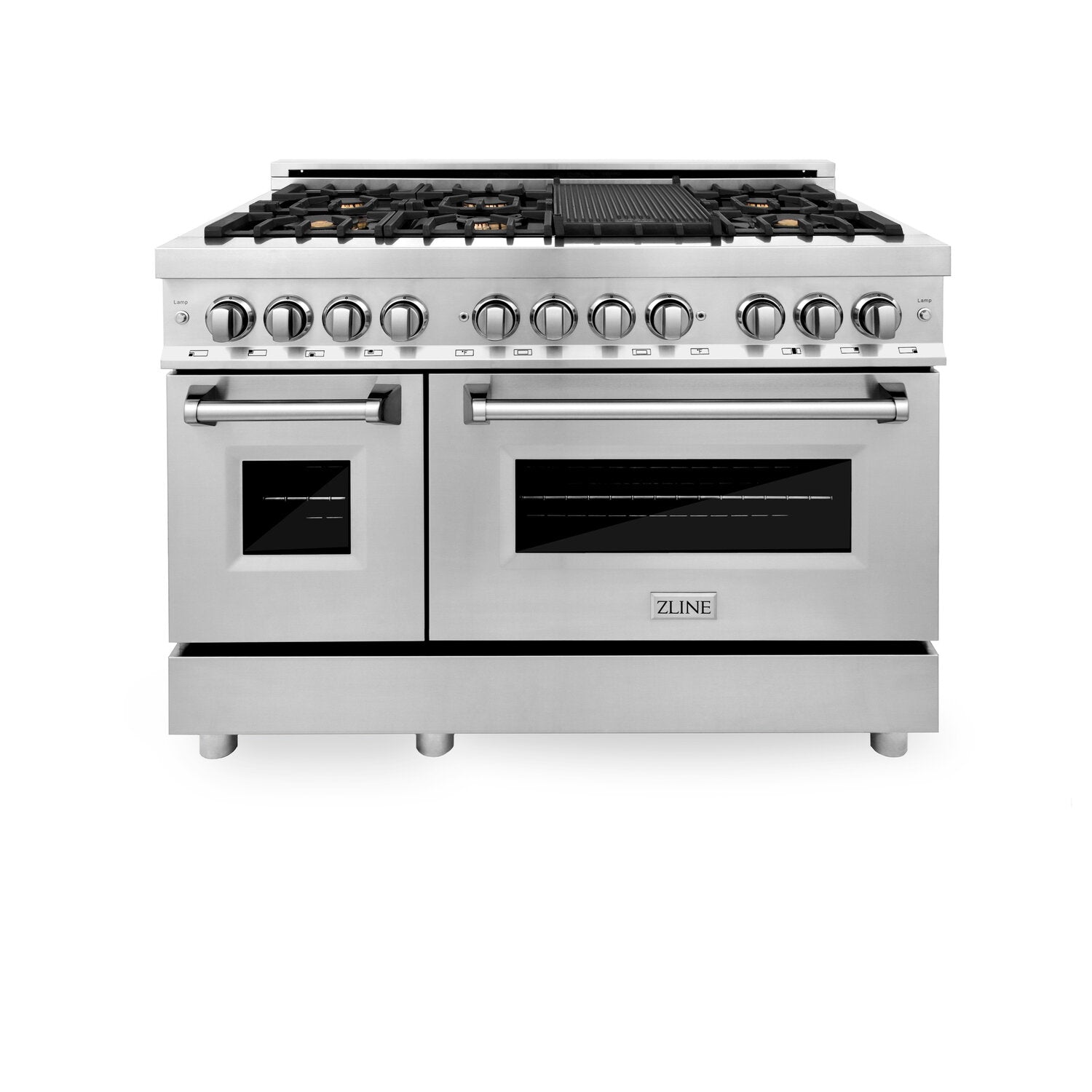 ZLINE Professional 48" Stainless Steel Dual Fuel Range With 7 Brass Burners and 6.0 cu. ft. Electric Oven