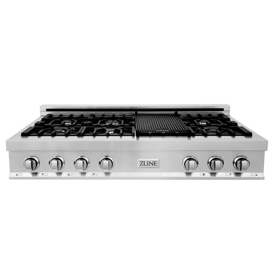 ZLINE Professional 48" Stainless Steel Porcelain Top 7 Burner Gas Rangetop