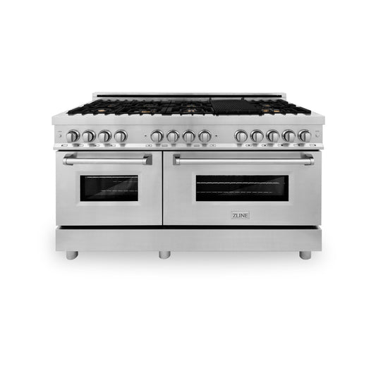 ZLINE Professional 60" Stainless Steel Dual Fuel Range With 9 Brass Burners and 7.4 cu. ft. Electric Oven