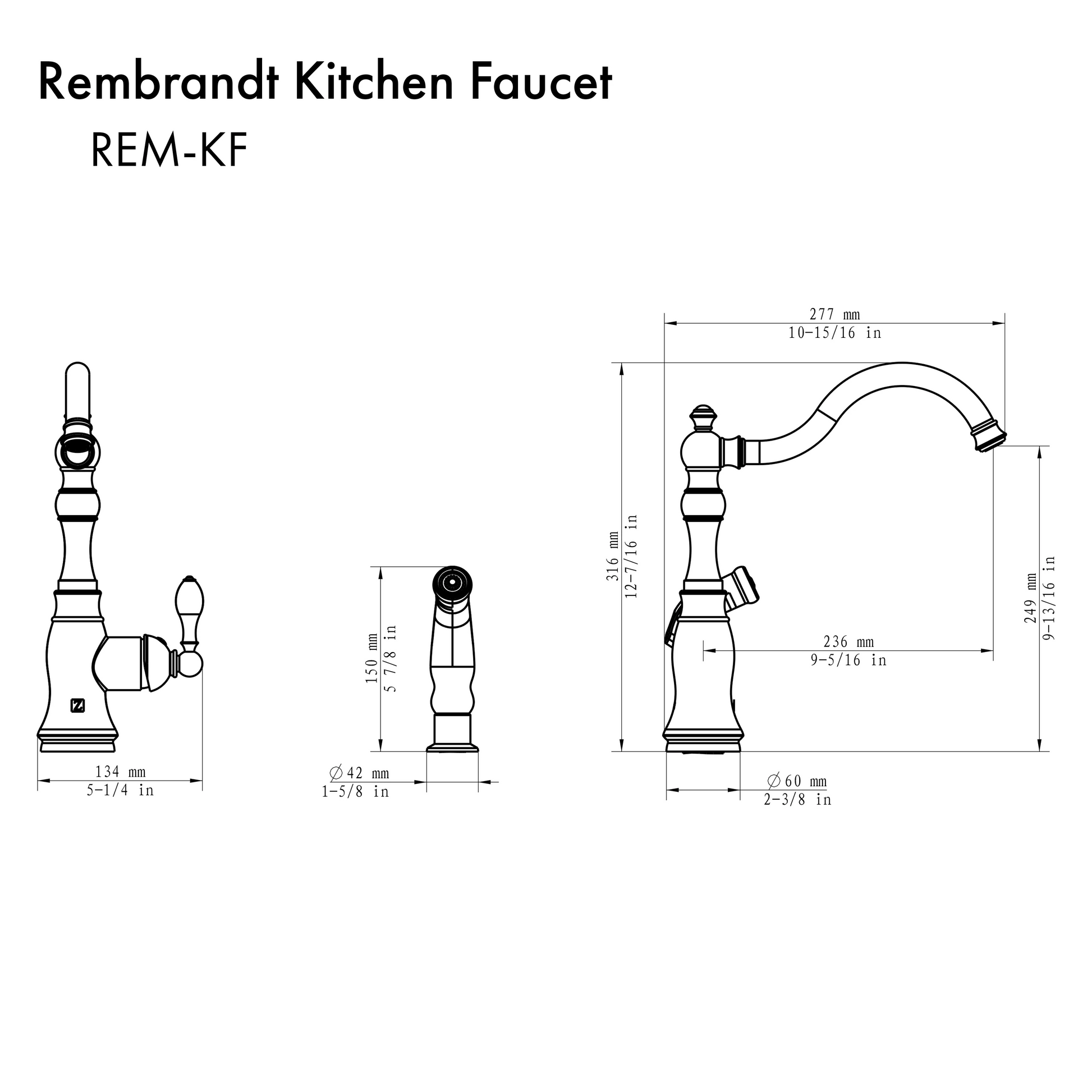 ZLINE Rembrandt Brushed Nickel Kitchen Faucet