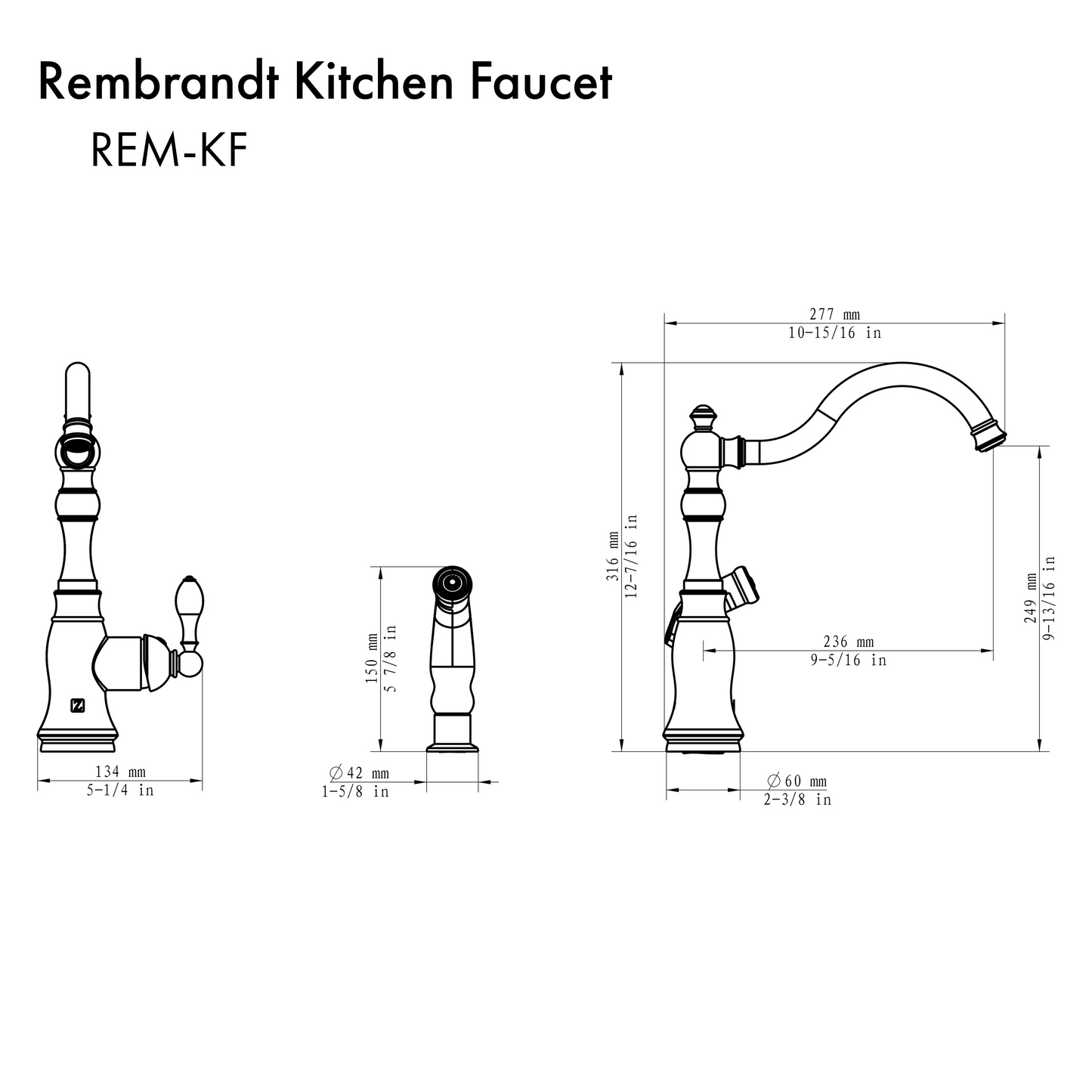 ZLINE Rembrandt Kitchen Faucet in Brushed Nickel (REM-KF-BN)