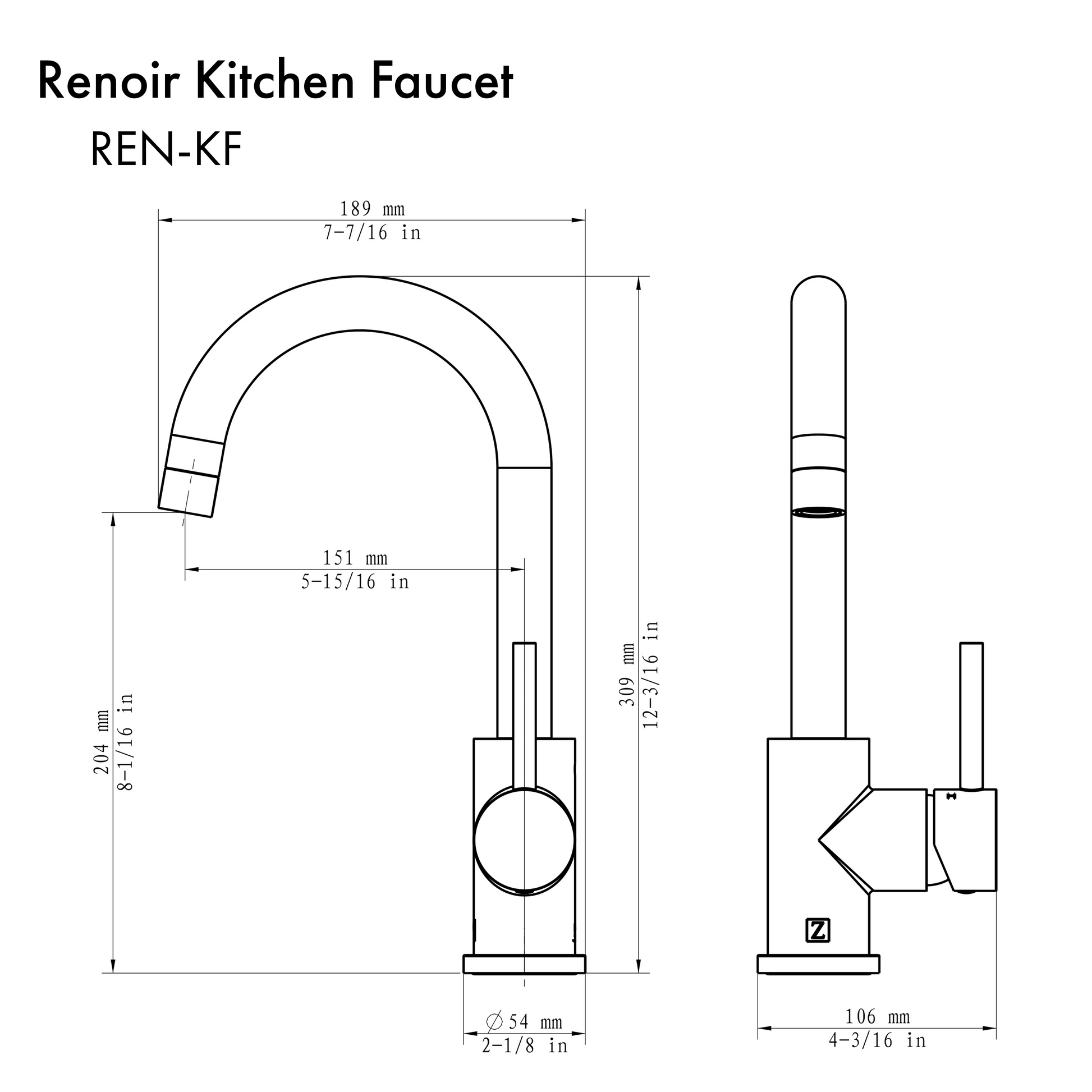 ZLINE Renoir Polished Gold Kitchen Faucet